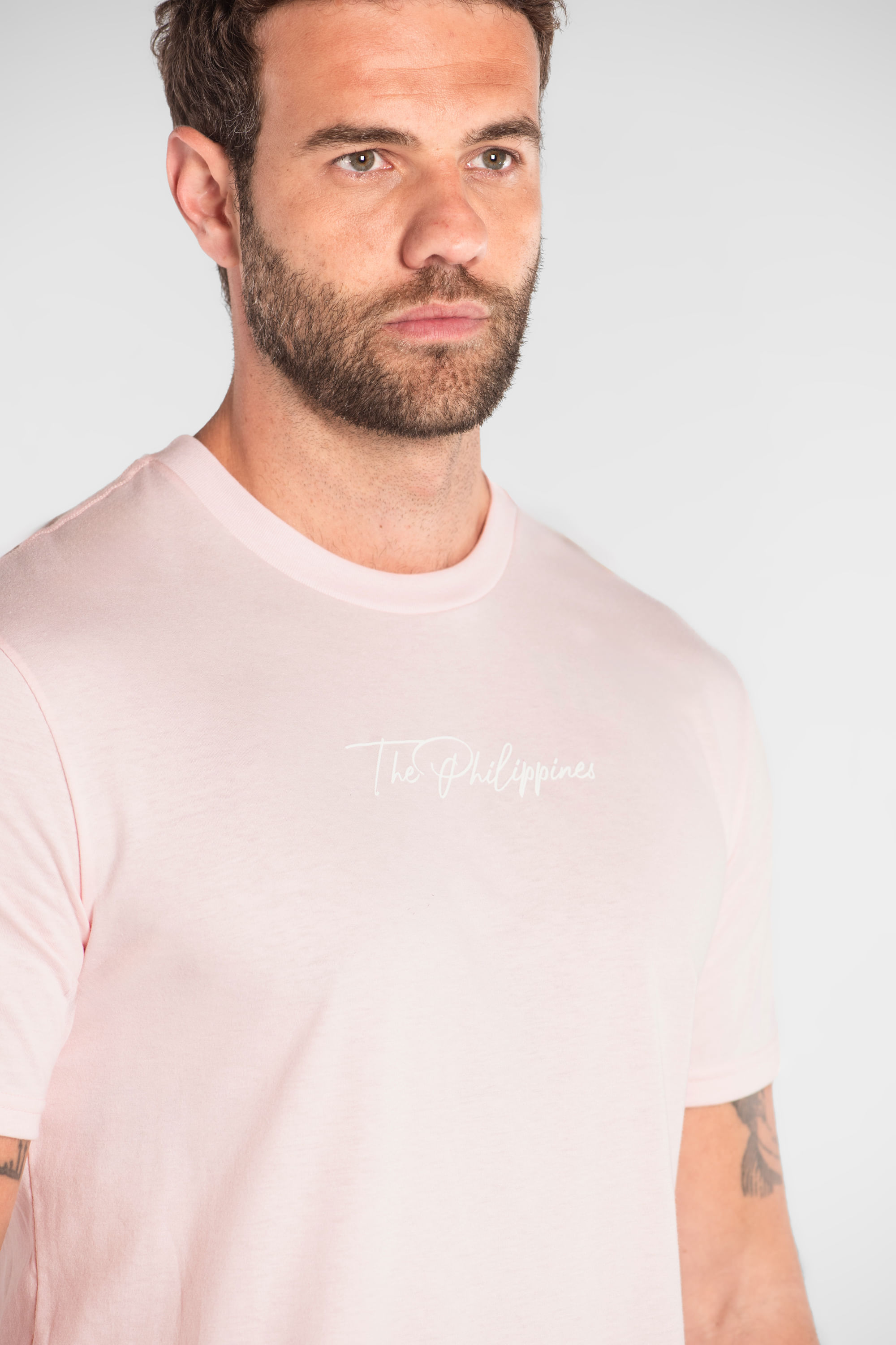 Camiseta Masculina Manga Curta em Algodão (Rosa Claro) The Philippines - Imagem 12